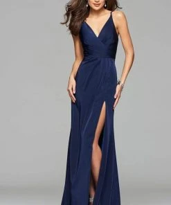 Formal Gowns Faviana - Satin Open Back With High Slit 7755 13 Formal Gowns Faviana - Satin Open Back With High Slit 7755