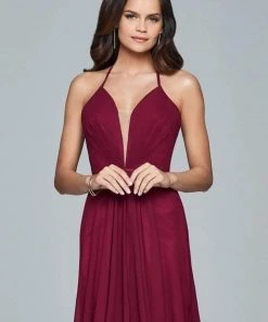 Cocktail Dresses Faviana - Short Plunging V-Neck Cocktail Dress With Lace-Up Back 7851 - 1 Pc Wine In Size 2 Available 7 Cocktail Dresses Faviana - Short Plunging V-Neck Cocktail Dress With Lace-Up Back 7851 - 1 Pc Wine In Size 2 Available