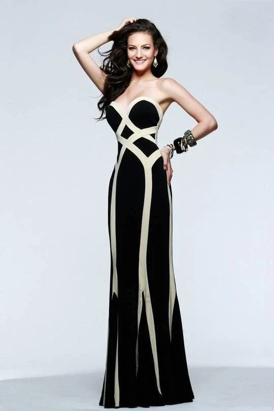 Faviana - Strapless Jersey Gown With Linear Pattern 7571 Formal Gowns 3 Faviana - Strapless Jersey Gown With Linear Pattern 7571 Formal Gowns