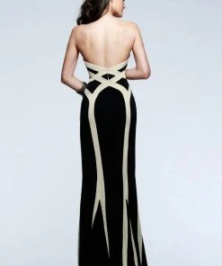 Faviana - Strapless Jersey Gown With Linear Pattern 7571 Formal Gowns 6 Faviana - Strapless Jersey Gown With Linear Pattern 7571 Formal Gowns