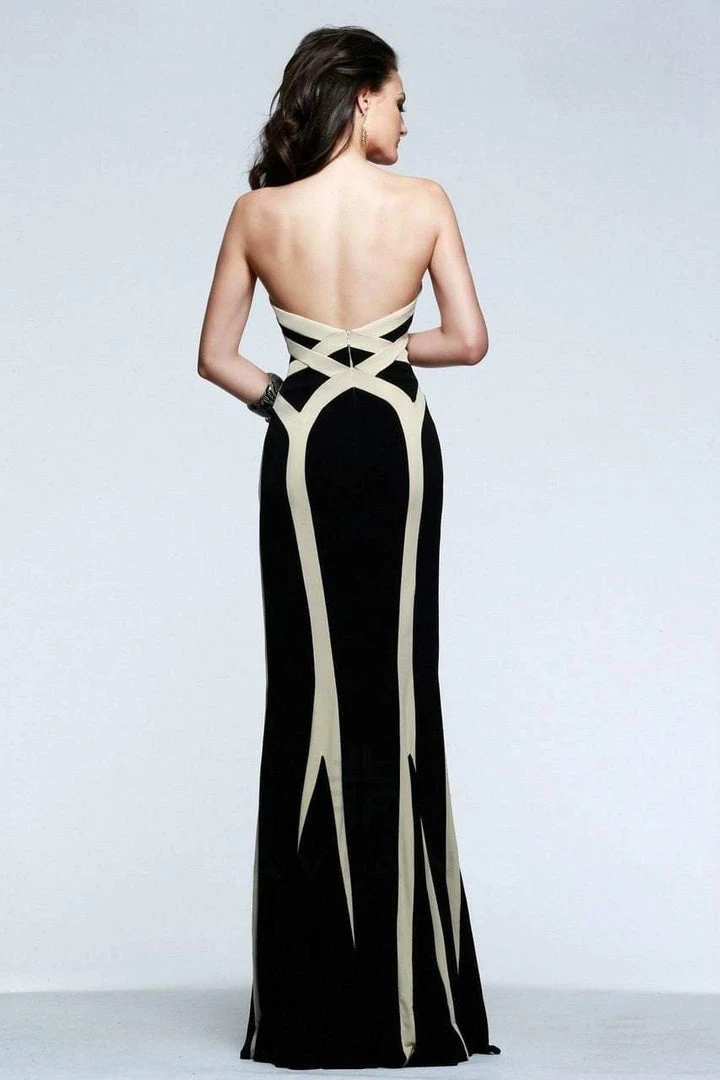 Faviana - Strapless Jersey Gown With Linear Pattern 7571 Formal Gowns 4 Faviana - Strapless Jersey Gown With Linear Pattern 7571 Formal Gowns