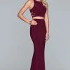Faviana - Two Piece Halter Jersey Fitted Dress 10206 - 1 Pc Bordeaux In Size 12 Available