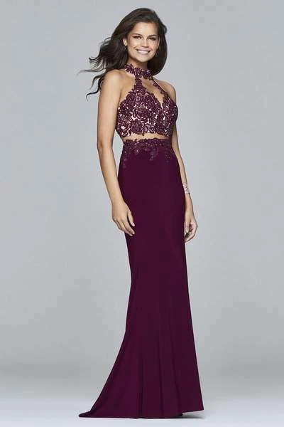 Faviana - Two Piece Lace High Halter Evening Dress 7967 - 1 Pc Black In Size 0 Available 6 Faviana - Two Piece Lace High Halter Evening Dress 7967 - 1 Pc Black In Size 0 Available