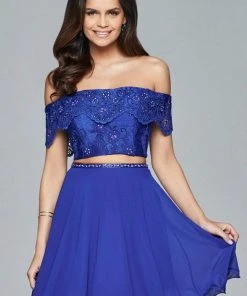 Cocktail Dresses Faviana - Two-Piece Lace Short Dress S8065