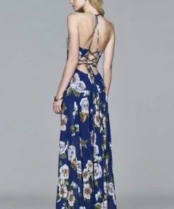 Faviana - V Neck Laced Up Back Evening Dress 7946 - 1 Pc Black In Size 4 Available