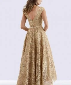 Formal Gowns Feriani Couture - Cap Sleeve Embroidered Formal Dress 18650 - 1 Pc Blush In Size 10 Available