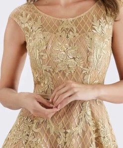 Formal Gowns Feriani Couture - Cap Sleeve Embroidered Formal Dress 18650 - 1 Pc Blush In Size 10 Available