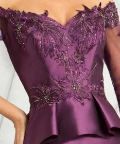 Feriani Couture - Off Shoulder Peplum Trumpet Gown 18574