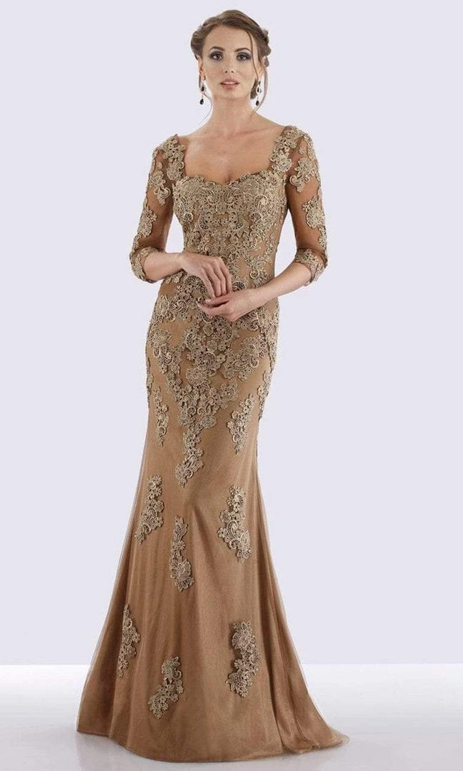 Feriani Couture - Quarter Length Sleeve Appliqued Sheath Gown 26271 - 1 Pc Bronze In Size 10 Available Formal Gowns 3 Feriani Couture - Quarter Length Sleeve Appliqued Sheath Gown 26271 - 1 Pc Bronze In Size 10 Available Formal Gowns