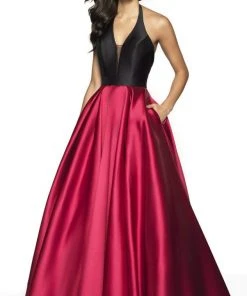 Blush By Alexia Designs Flair Prom - 19019 Two Tone Deep Halter V-neck Mikado Ballgown Formal Gowns 8 Blush By Alexia Designs Flair Prom - 19019 Two Tone Deep Halter V-neck Mikado Ballgown Formal Gowns