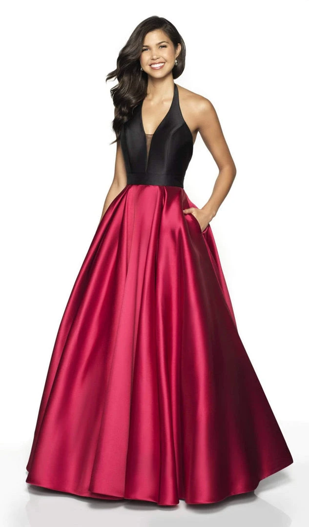 Blush By Alexia Designs Flair Prom - 19019 Two Tone Deep Halter V-neck Mikado Ballgown Formal Gowns 5 Blush By Alexia Designs Flair Prom - 19019 Two Tone Deep Halter V-neck Mikado Ballgown Formal Gowns