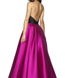 Blush By Alexia Designs Flair Prom - 19019 Two Tone Deep Halter V-neck Mikado Ballgown Formal Gowns 7 Blush By Alexia Designs Flair Prom - 19019 Two Tone Deep Halter V-neck Mikado Ballgown Formal Gowns