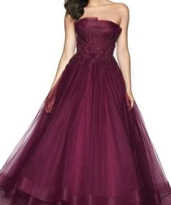Blush By Alexia Designs Formal Gowns Flair Prom - 19051 Strapless Lace Tiered Tulle Ballgown