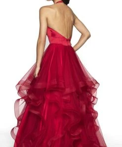 Blush By Alexia Designs Flair Prom - 19054 Satin Deep Halter V-neck Tulle Ballgown Formal Gowns