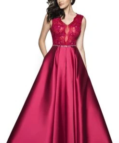 Blush By Alexia Designs Formal Gowns Flair Prom - 19057 Lace V-neck Mikado A-line Dress 6 Blush By Alexia Designs Formal Gowns Flair Prom - 19057 Lace V-neck Mikado A-line Dress