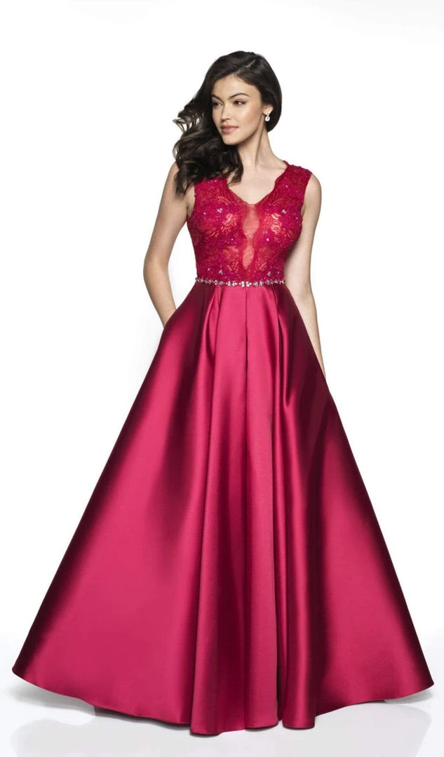 Blush By Alexia Designs Formal Gowns Flair Prom - 19057 Lace V-neck Mikado A-line Dress 4 Blush By Alexia Designs Formal Gowns Flair Prom - 19057 Lace V-neck Mikado A-line Dress