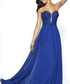 Blush By Alexia Designs Flair Prom - 19067 Lace Deep Sweetheart Chiffon A-line Dress