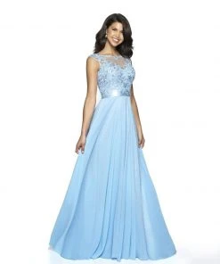 Blush By Alexia Designs Flair Prom - 19071 Cap Sleeve Illusion Beaded Appliqued Gown Formal Gowns