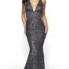 Blush By Alexia Designs Flair Prom - 19078 Allover Sequin Sleeveless V Neck Sheath Gown Formal Gowns