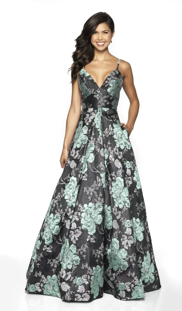 Blush By Alexia Designs Formal Gowns Flair Prom - 19097 Brocade Plunging V-neck A-line Dress 3 Blush By Alexia Designs Formal Gowns Flair Prom - 19097 Brocade Plunging V-neck A-line Dress