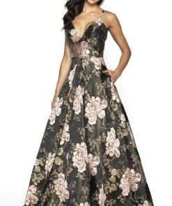 Blush By Alexia Designs Formal Gowns Flair Prom - 19097 Brocade Plunging V-neck A-line Dress 6 Blush By Alexia Designs Formal Gowns Flair Prom - 19097 Brocade Plunging V-neck A-line Dress