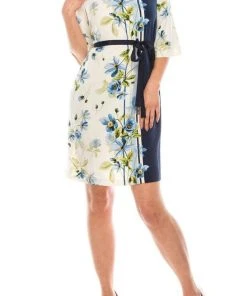 Gabby Skye - 19445M Quarter Length Sleeve Floral Dress Prom Dresses