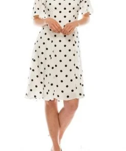 Gabby Skye - 19463M Flounce Sleeve Polka Dot A-Line Dress Cocktail Dresses