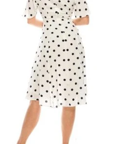 Gabby Skye - 19463M Flounce Sleeve Polka Dot A-Line Dress Cocktail Dresses