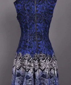 Gabby Skye - 56339MG Multi-Print Gradient Knit Lace A-Line Dress