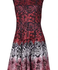 Gabby Skye - 56339MG Multi-Print Gradient Knit Lace A-Line Dress