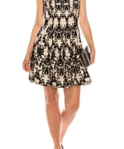 Cocktail Dresses Gabby Skye - 57289MG Chandelier Print Flocked Velvet Cocktail Dress