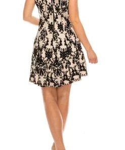 Cocktail Dresses Gabby Skye - 57289MG Chandelier Print Flocked Velvet Cocktail Dress