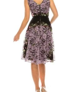 Gabby Skye - 57369MG Sleeveless Floral Print Lace A-Line Dress Cocktail Dresses