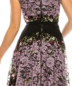 Gabby Skye - 57369MG Sleeveless Floral Print Lace A-Line Dress Cocktail Dresses