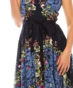 Gabby Skye - 57369MG Sleeveless Floral Print Lace A-Line Dress Cocktail Dresses