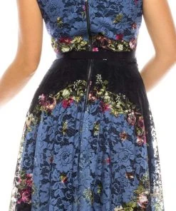 Gabby Skye - 57369MG Sleeveless Floral Print Lace A-Line Dress Cocktail Dresses