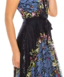 Gabby Skye - 57369MG Sleeveless Floral Print Lace A-Line Dress Cocktail Dresses