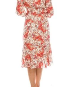 Prom Dresses Gabby Skye - 57372MG Floral Paisley Printed Faux Wrap Dress