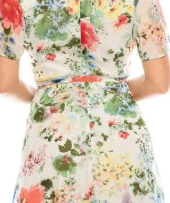 Gabby Skye - 57524MG Floral Faux Wrap Dress