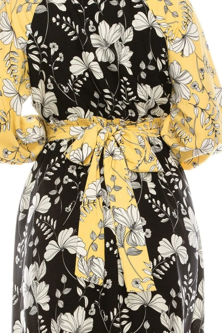 Gabby Skye - 91196MG Quarter Sleeve Floral Color Block A-Line Dress Cocktail Dresses 6 Gabby Skye - 91196MG Quarter Sleeve Floral Color Block A-Line Dress Cocktail Dresses