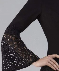 Gia Franco - Bell Sleeve Mermaid Tea Length Dress 12054 - 1 Pc Black In Size 12 Available Cocktail Dresses