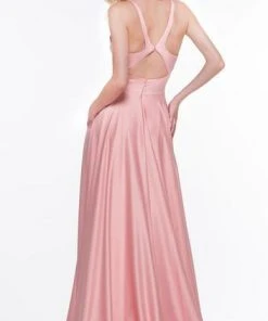 Colors Dress Formal Gowns Glow By Colors - Embellished Deep V-neck A-line Dress G813 - 1 Pc Blush In Size 8 Available