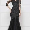 Colors Dress Glow By Colors - G290SL-1 Embellished Lace V-neck Trumpet Dress Formal Gowns 1 Colors Dress Glow By Colors - G290SL-1 Embellished Lace V-neck Trumpet Dress Formal Gowns
