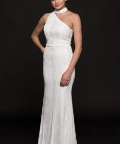 Colors Dress Glow By Colors - G795 Fitted High Neck Lace Evening Dress