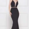 Colors Dress Formal Gowns Glow By Colors - G810 Metallic Beaded Plunge Trumpet Gown