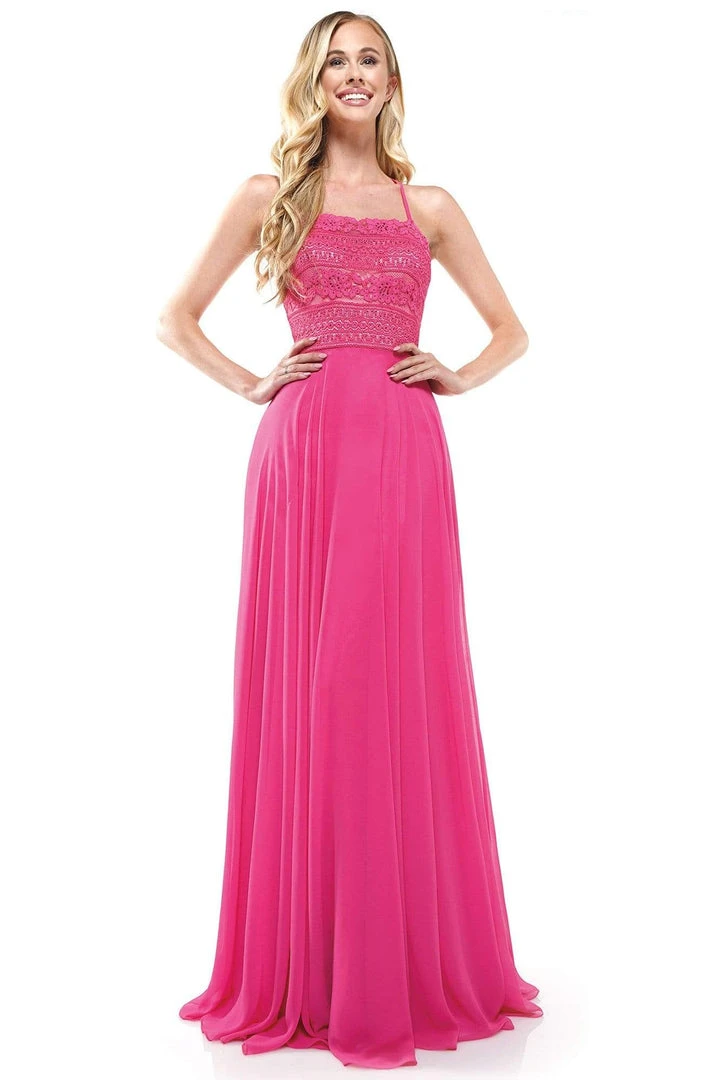 Colors Dress Glow Dress - G889 Strappy Sleeveless Lace Top Chiffon A-Line Gown Formal Gowns 7 Colors Dress Glow Dress - G889 Strappy Sleeveless Lace Top Chiffon A-Line Gown Formal Gowns