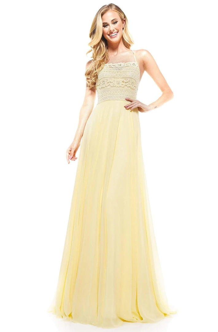 Colors Dress Glow Dress - G889 Strappy Sleeveless Lace Top Chiffon A-Line Gown Formal Gowns 15 Colors Dress Glow Dress - G889 Strappy Sleeveless Lace Top Chiffon A-Line Gown Formal Gowns