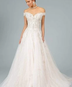 GLS By Gloria - GL1832 Embroidered Off-Shoulder A-line Gown