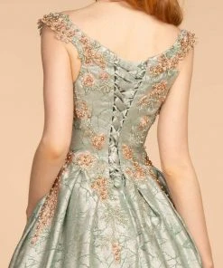 GLS By Gloria - GL2540 Floral Embroidered Deep V-neck Ballgown 9 GLS By Gloria - GL2540 Floral Embroidered Deep V-neck Ballgown