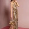 GLS By Gloria - GL2572 Sequined Halter Cutout Bodice Gown Formal Gowns